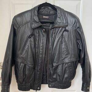 3M Thinsulate Dark Leather Bomber Jacket